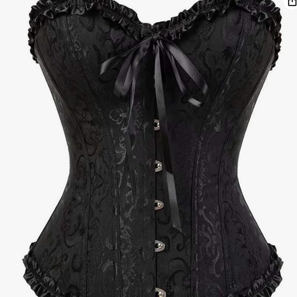 SHYMMUO Women's Lacing Corset Top Satin Floral Boned Overbust Body Shaper